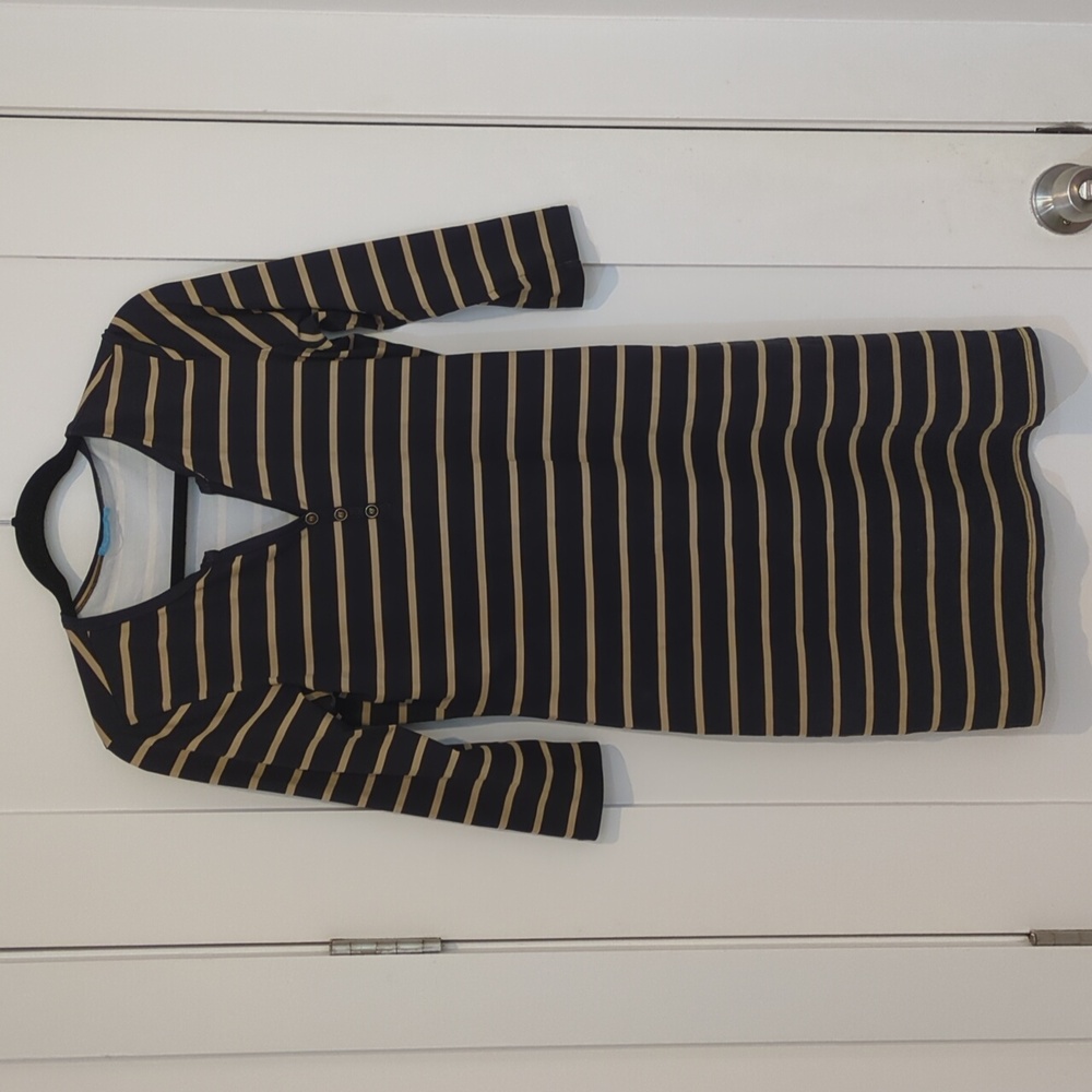 J. McLaughlin Black & Tan Striped Dress
